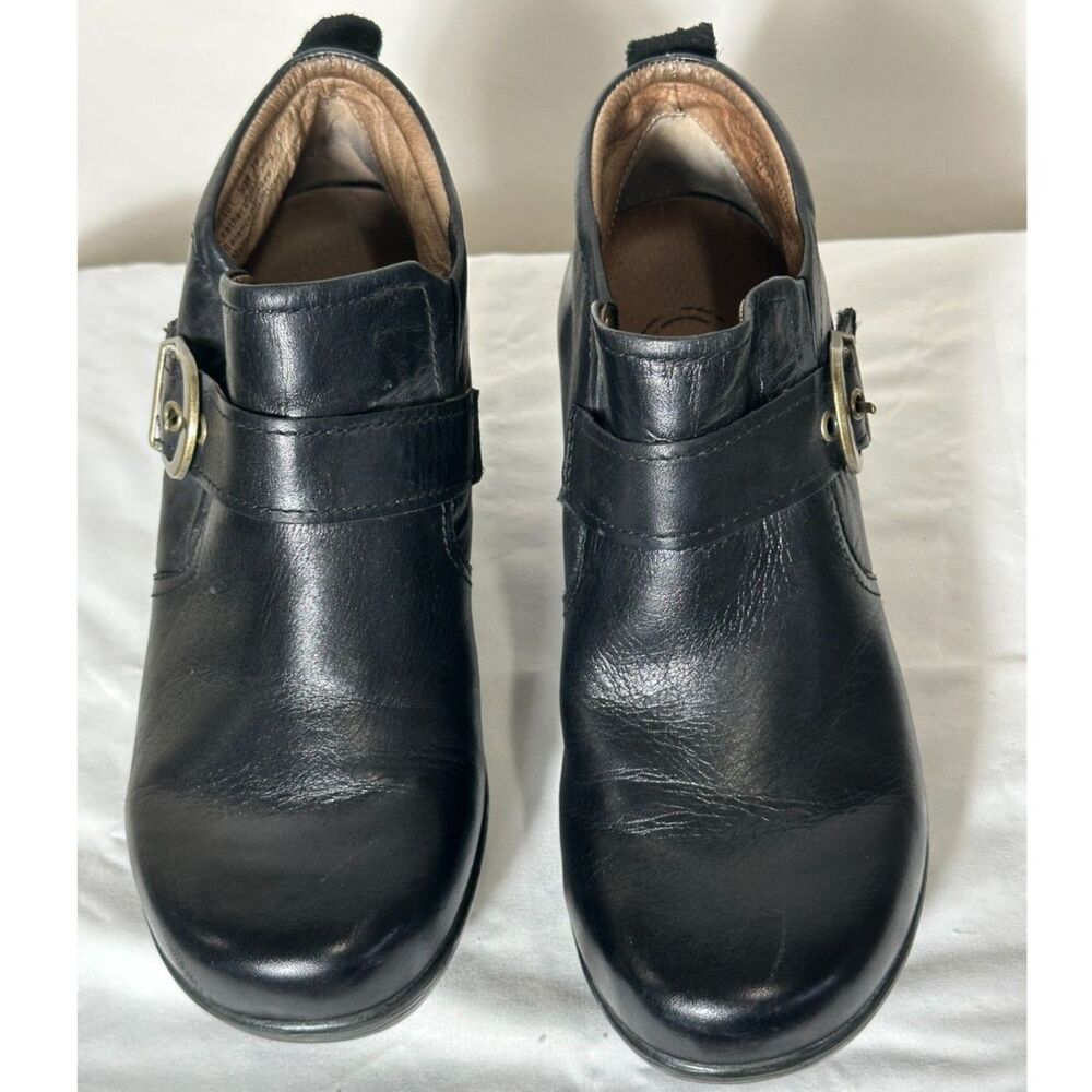 Sanita Norma Ankle Black Leather Wedge Comfort Walking Boots  Size 38 (7.5-8)